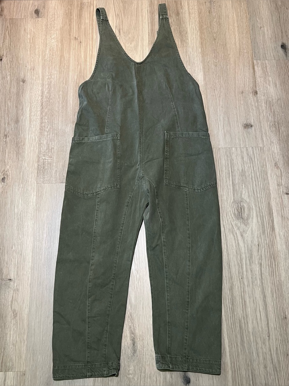 Free People High Roller Overall Denim Jumpsuit in green size Large - Picture 2 of 8